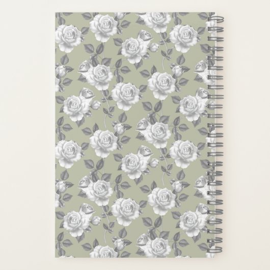 Rose Jardin Monogramme Sage Carnet vert (Verso)