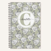 Rose Jardin Monogramme Sage Carnet vert (Recto)