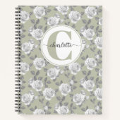 Rose Jardin Monogramme Sage Carnet vert (Devant)