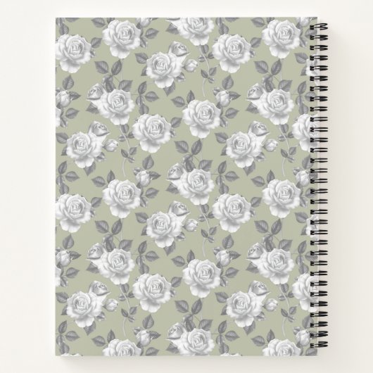 Rose Jardin Monogramme Sage Carnet vert (Dos)