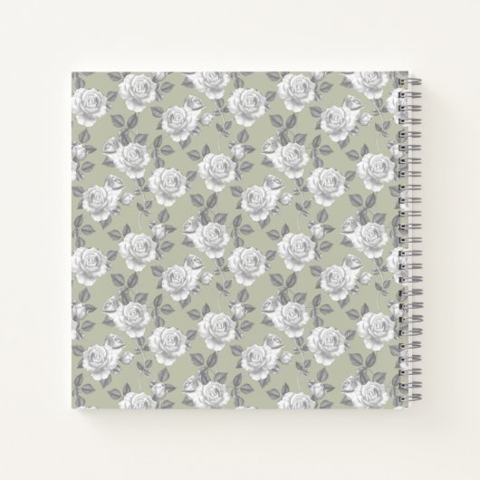 Rose Jardin Monogramme Sage Carnet vert (Dos)