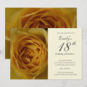 Rose jaune 18e anniversaire Invitation de fête (Devant / Derrière)