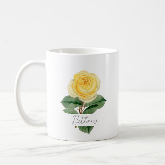 Rose jaune | Aquarelle Nom Café Mug (Gauche)