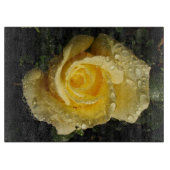 Rose jaune avec la planche à découper de rosée (Devant)