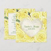 Rose jaune clair Faire-part de mariage florale (Devant / Derrière)