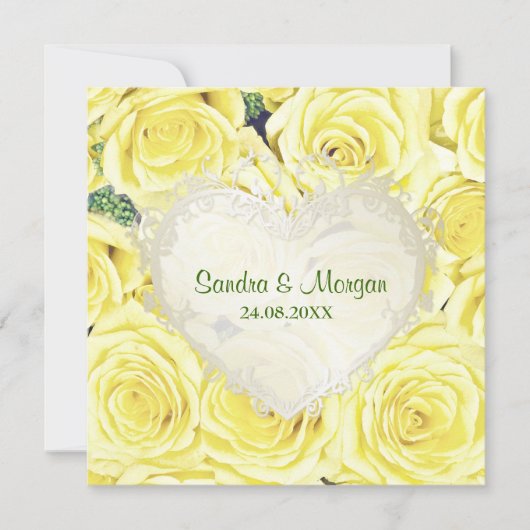 Rose jaune clair Faire-part de mariage florale (Devant)