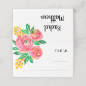 Rose, Jaune, Corail Vivant Floral Cartes de Place (Extérieur déplié)