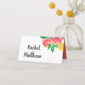 Rose, Jaune, Corail Vivant Floral Cartes de Place (Dos)