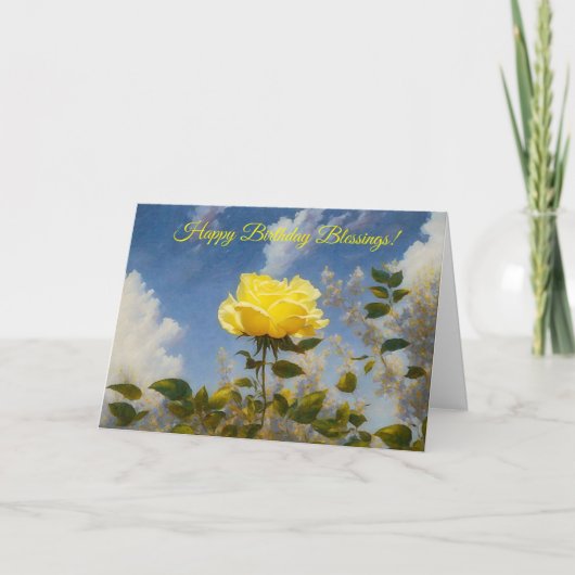 Rose jaune dans un jardin Art Faith Carte d'annive (Devant)