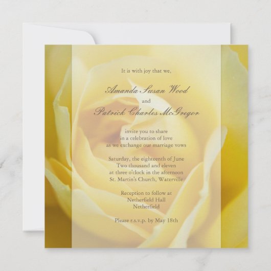 Rose jaune ・ Faire-part de mariage (Dos)