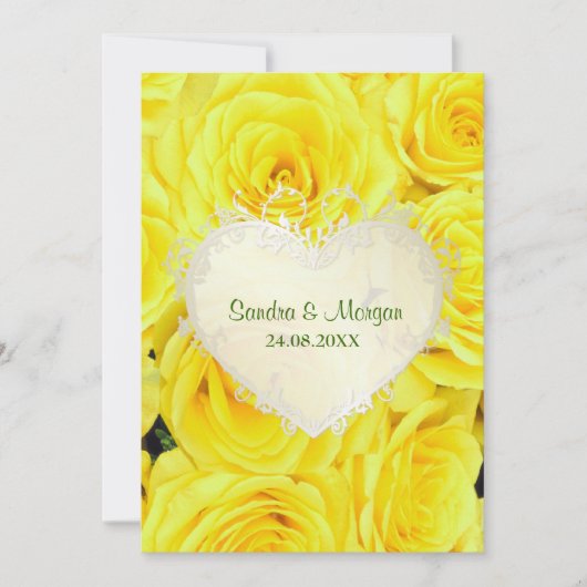 Rose jaune Faire-part de mariage florale (Devant)