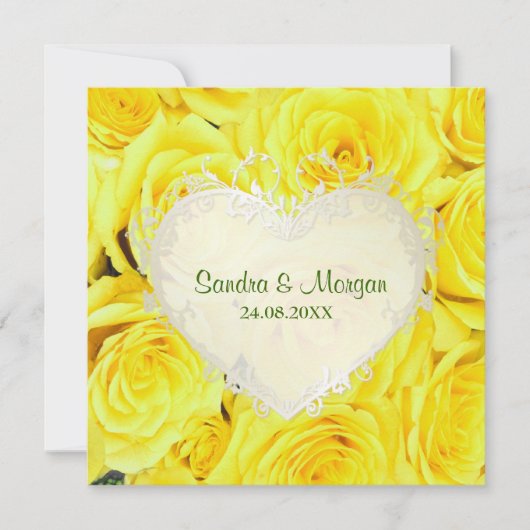 Rose jaune Faire-part de mariage florale (Devant)