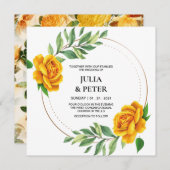 Rose jaune moderne Faire-part de mariage florale (Devant / Derrière)