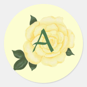 Rose jaune, Stickers Mariage Monogramme