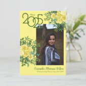 Rose jaune Vert photo Faire-part de graduation (Debout devant)