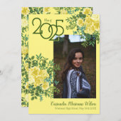 Rose jaune Vert photo Faire-part de graduation (Devant / Derrière)