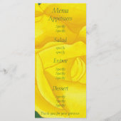 Rose jaune vif, cartes de menu personnalisées (Dos)