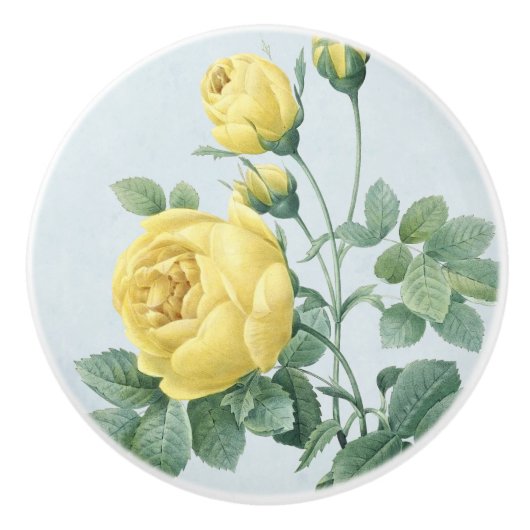 Rose jaune vintage, beau bouton de ceramib (Devant)