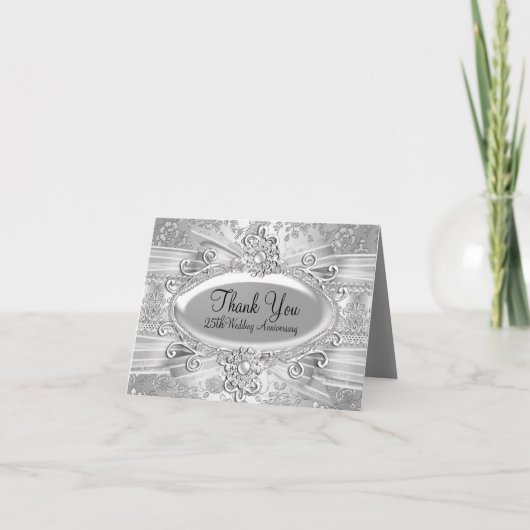 Rose & Jewel Zilveren 25e Jubileum Dank Je Bedankkaart (Voorkant)