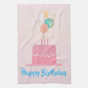 Rose Joyeux Anniversaire Serviette de cuisine