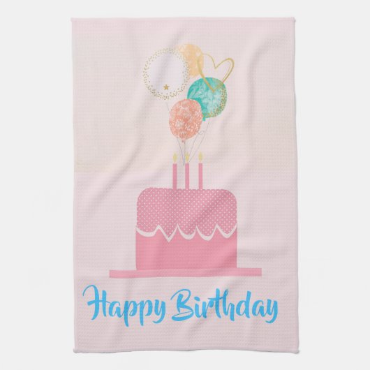 Rose Joyeux Anniversaire Serviette de cuisine (Vertical)