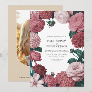 Rosé Klei, Terra Roze & Pioen Rook Bloemige Bruilo Kaart