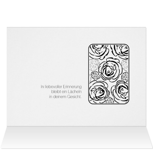 Rose Kondolenzkarte schwarte (Intérieur Horizontal (haut))