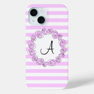 Rose Lilac Monogramme bande coque iphone vertical