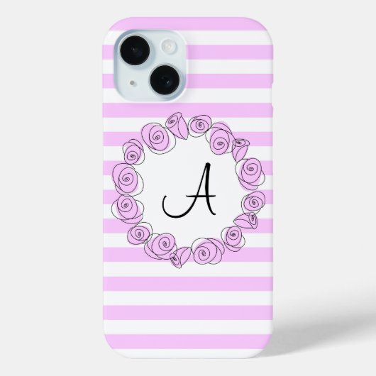 Rose Lilac Monogramme bande coque iphone vertical (Verso)
