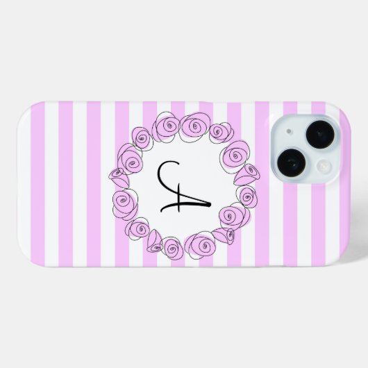 Rose Lilac Monogramme bande coque iphone vertical (Verso (horizontal))