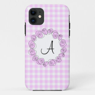 Rose Lilac Monogramme Vérifier coque iphone vertic