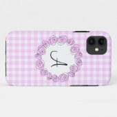 Rose Lilac Monogramme Vérifier coque iphone vertic (Dos (Horizontal))