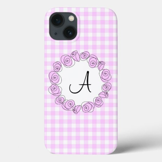 Rose Lilac Monogramme vérifier iPad Mini coque ver (Verso)