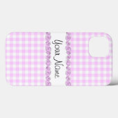 Rose Lilac 'Nom' chèque coque iphone vertical (Verso (horizontal))