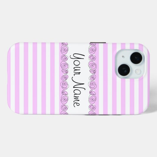 Rose Lilac 'Nom' rayé coque iphone vertical rayé (Verso (horizontal))
