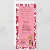 Rose Luau hawaïen de 25 cartes de menu tropical (Devant / Derrière)