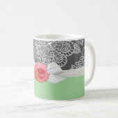 Rose Luxe Vert Floral Damask Mug (Devant droit)