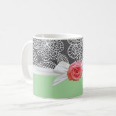 Rose Luxe Vert Floral Damask Mug (Devant gauche)