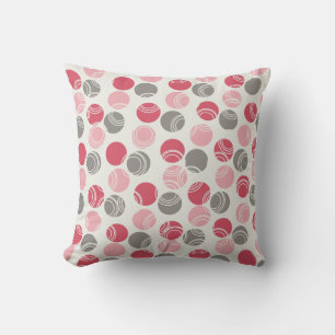 Rose, Magenta, Cercles gris MOJO Coussin