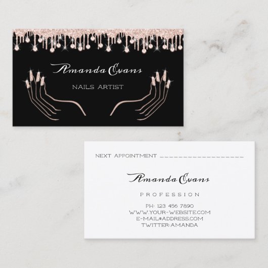 Rose Manicure Clous Rendez-vous Artiste (Devant / Derrière)