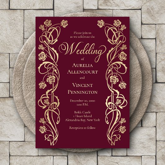 Rose médiéval Faire-part de mariage d'épée