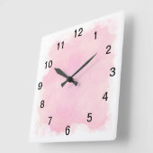 Rose Mélange blanc bulles et nuages Horloge murale (Angle)