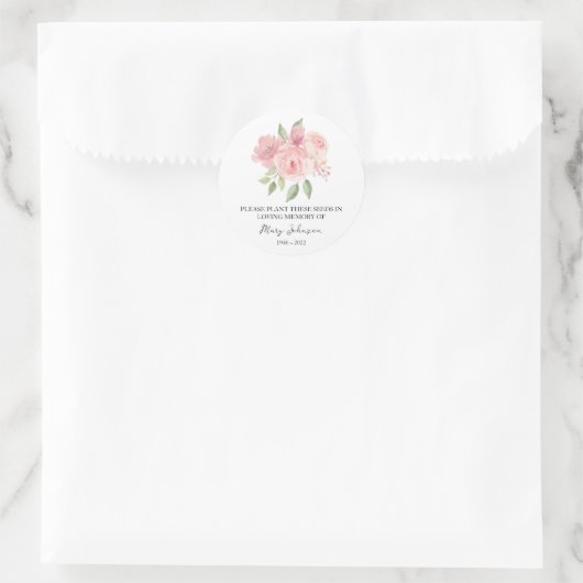 Rose Memorial Funeral Seed Packet Ronde Sticker (Tas)