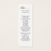 Rose Memorial Poem Prière Signet funéraire (Dos)