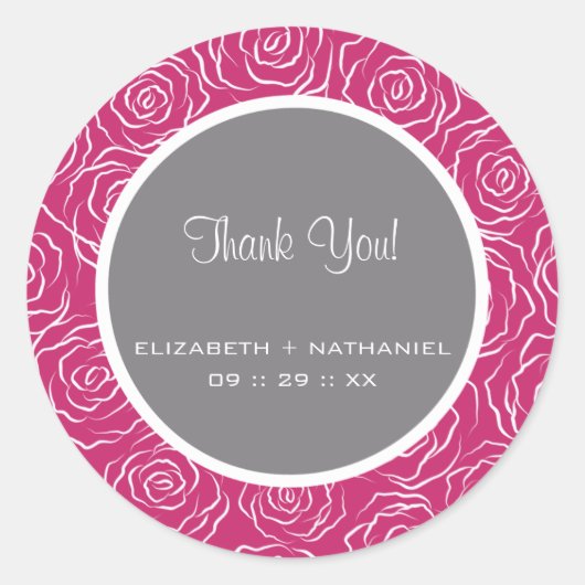 Rose Merci Mariage Favoriser les autocollants -ros (Devant)