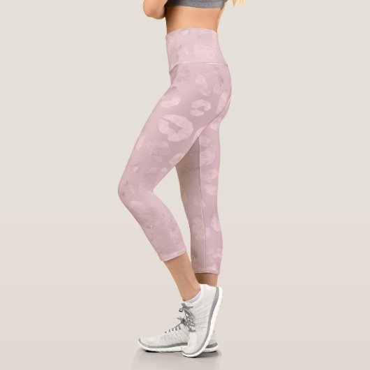 Rose métallique Pink Cheetah Capri Leggings (Gauche)