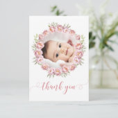 Rose mignon floral fille douche Carte de remerciem (Debout devant)