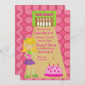 Rose, mignon, invitation de partie de bowling de (Devant / Derrière)