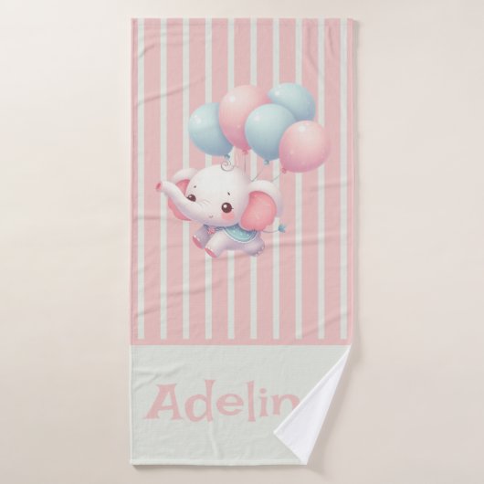 Rose, mignon petit éléphant (Serviette de bain)