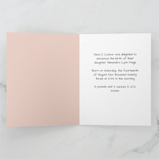 Rose mignon singe bébé fille Faire-part (Intérieur)